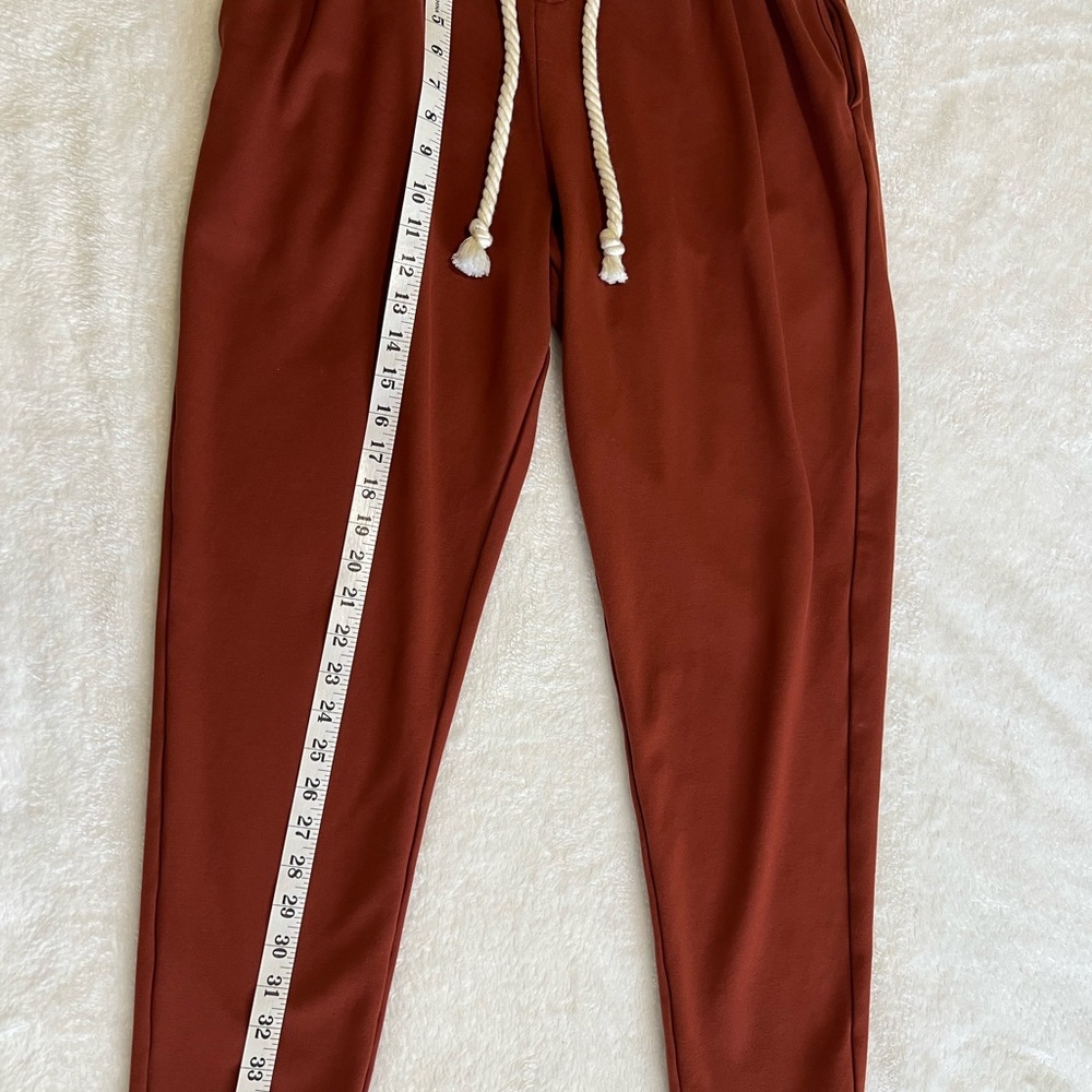 DownEast Women's Rust Paperbag Waist Pants. #013 - Picture 9 of 11